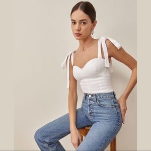 Reformation Jaxon Linen Top in White - Size 12